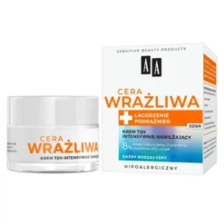 AA Cera Wrażliwa, Krem intensywnie nawilżający 72h na dzień, 50 ml