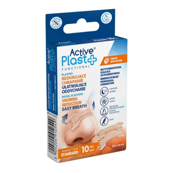 Active Plast, plastry ułatwiające oddychanie, rozmiar Standard, 5,6 cm x 1,8 cm, 10 szt.