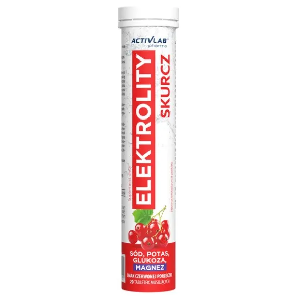 Activlab Pharma Elektrolity Skurcz, tabletki musujące, smak czerwona porzeczka, 20 szt.