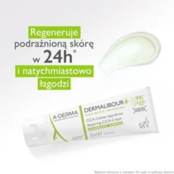Aderma Dermalibour+ CICA, krem regenerujący, natychmiastowa ulga dla podrażnionej skóry, 100 ml