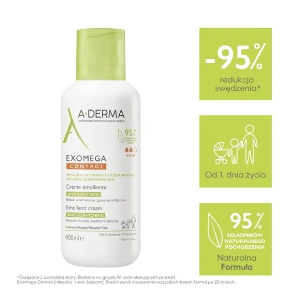 Aderma Exomega Control, krem emolient, 400 ml