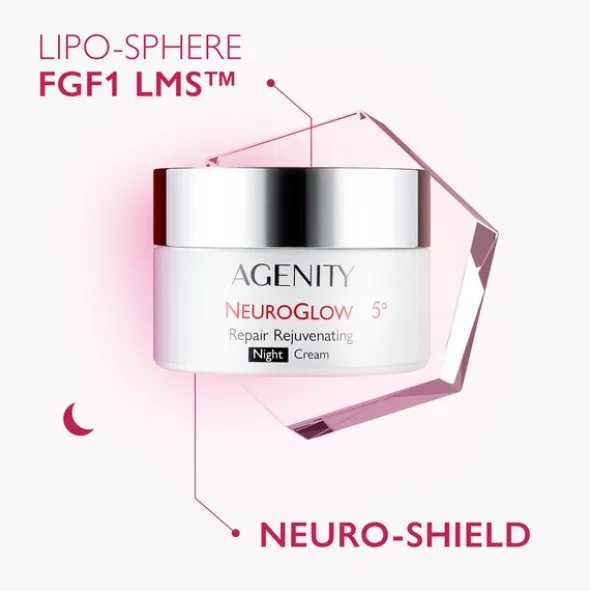 Agenity 5° Neuroglow, naprawczy krem odmładzający na noc, 50 ml