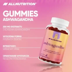 Allnutrition Ashwagandha, żelki, smak wiśniowy, 60 szt.