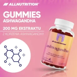 Allnutrition Ashwagandha, żelki, smak wiśniowy, 60 szt.
