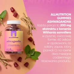 Allnutrition Ashwagandha, żelki, smak wiśniowy, 60 szt.