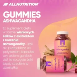 Allnutrition Ashwagandha, żelki, smak wiśniowy, 60 szt.