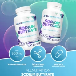 Allnutrition Sodium Butyrate, Maślan sodu 500 mg, kapsułki, 100 szt.
