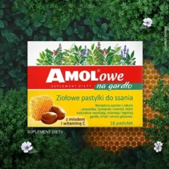 Amolowe Na Gardło z miodem i witaminą C, pastylki do ssania, 16 szt.