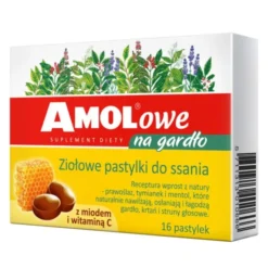 Amolowe Na Gardło z miodem i witaminą C, pastylki do ssania, 16 szt.