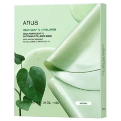 Anua Heartleaf 70 Soothing Collagen Mask, maska do twarzy, 4 szt.
