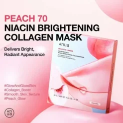 Anua Peach 70 Niacin Brightening Collagen Mask, maseczka kolagenowa, 4 szt.