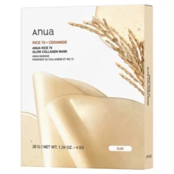 Anua Rice 70 Glow Collagen Mask, maska, kolagenowa, 4 szt