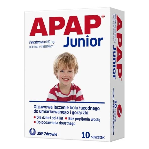 Apap Junior, 250 mg, granulat, 10 saszetek