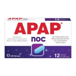 Apap Noc, 500 mg + 25 mg, tabletki powlekane, 12 szt.