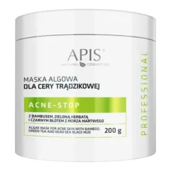 Apis Acne-Stop, maska algowa dla cery trądzikowej z bambusem, zieloną herbatą i czarnym błotem z Morza Martwego, 200 g