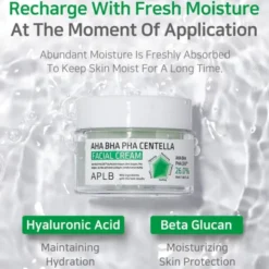APLB AHA BHA PHA Centella Facial Cream, krem złuszczająco-kojący do twarzy z kwasami i wąkrotą azjatycką, 55 ml