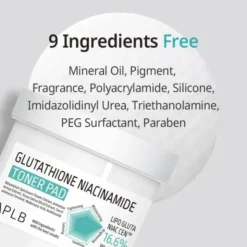 APLB Glutathione Niacinamide Toner Pad, płatki tonizujące do twarzy z glutationem i niacynamidem, 60 szt.