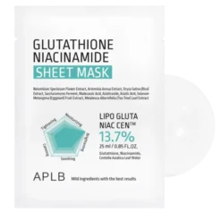 APLB Glutathione Niacinamide, maska na twarz w płachcie, 25 ml