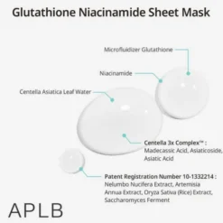 APLB Glutathione Niacinamide, maska na twarz w płachcie, 25 ml