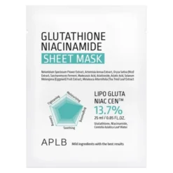 APLB Glutathione Niacinamide, maska na twarz w płachcie, 25 ml