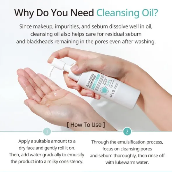 APLB Glutathione Niacinamide Cleansing Oil, olejek do mycia twarzy, 105 ml