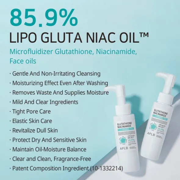 APLB Glutathione Niacinamide Cleansing Oil, olejek do mycia twarzy, 105 ml
