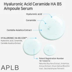 APLB Hyaluronic Acid Ceramide HA B5 Ampoule, serum nawilżające do twarzy z kwasem hialuronowym, ceramidami i witaminą B5, 40 ml
