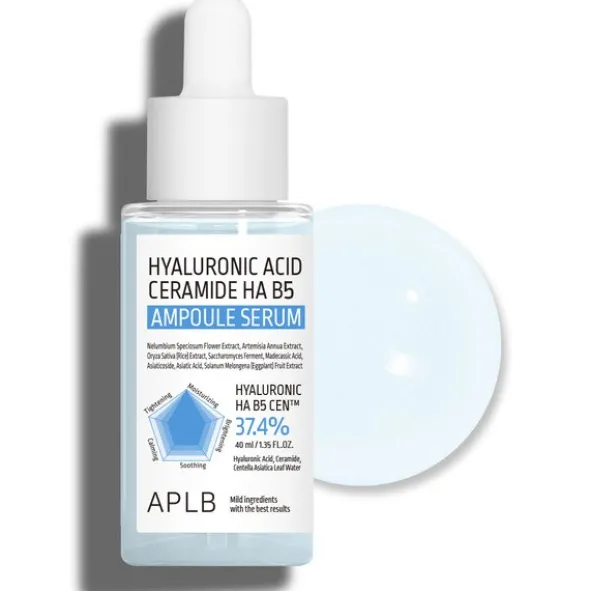 APLB Hyaluronic Acid Ceramide HA B5 Ampoule, serum nawilżające do twarzy z kwasem hialuronowym, ceramidami i witaminą B5, 40 ml
