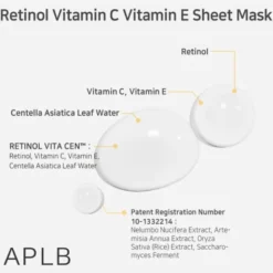 APLB Retinol Vitamin C Vitamin E Sheet Mask, maska w płachcie na twarz z retinolem oraz witaminami C i E, 25 ml