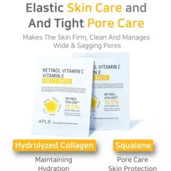 APLB Retinol Vitamin C Vitamin E Sheet Mask, maska w płachcie na twarz z retinolem oraz witaminami C i E, 25 ml