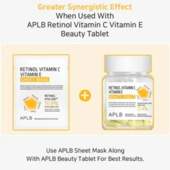 APLB Retinol Vitamin C Vitamin E Sheet Mask, maska w płachcie na twarz z retinolem oraz witaminami C i E, 25 ml
