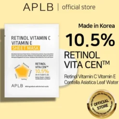APLB Retinol Vitamin C Vitamin E Sheet Mask, maska w płachcie na twarz z retinolem oraz witaminami C i E, 25 ml