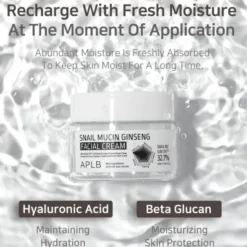 APLB Snail Mucin Ginseng Facial Cream, krem regenerujący do twarzy ze śluzem ślimaka i żeń-szeniem, 55 ml