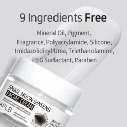 APLB Snail Mucin Ginseng Facial Cream, krem regenerujący do twarzy ze śluzem ślimaka i żeń-szeniem, 55 ml