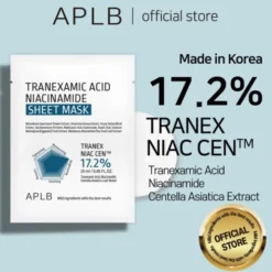 APLB Tranexamic Acid Niacinamide Sheet Mask, rozjaśniająca maska w płachcie z kwasem traneksamowym i niacynamidem, 25 ml