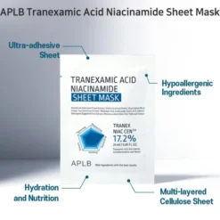 APLB Tranexamic Acid Niacinamide Sheet Mask, rozjaśniająca maska w płachcie z kwasem traneksamowym i niacynamidem, 25 ml