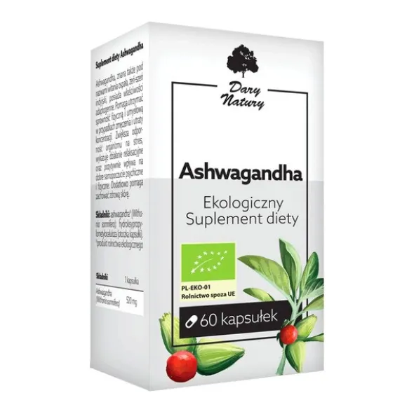 Ashwagandha Ekologiczny suplement diety, kapsułki, 60 szt.