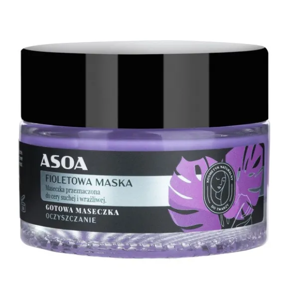 Asoa, fioletowa maska do cery suchej i wrażliwej, 50 ml