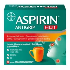 Aspirin Antigrip Hot, 500 mg +30 mg, granulat do sporządzania zawiesiny doustnej, 20 sasz.