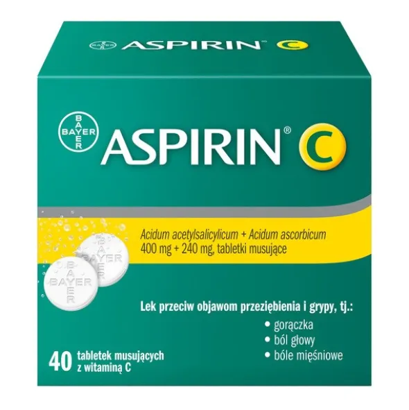 Aspirin C, 400 mg + 240 mg, tabletki musujące, 40 szt.