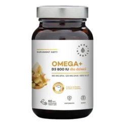 Aura Herbals Omega + Witamina D3 800 IU dla dzieci, kapsułki miękkie, 60 szt.