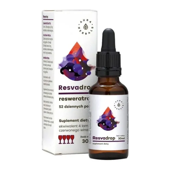 Aura Herbals Resvadrop - Resweratrol, krople, 30 ml