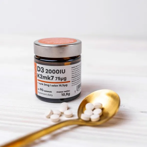 Aura Herbals Witamina D3 (2000IU) + K2mk7 + Cynk + Selen, tabletki, 90 szt.