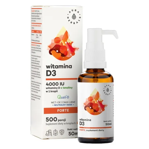Aura Herbals Witamina D3 4000 IU MCT-Oil, krople, 50 ml
