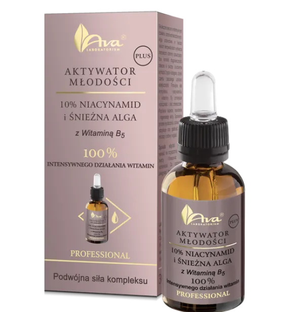 AVA Aktywator Młodości Plus, Niacynamid i Śnieżna Alga, serum przeciwzmarszczkowe, 30 ml