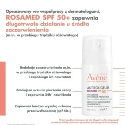 Avene Antirougeurs Rosamed, koncentrat nawilżający SPF 50+, 30 ml