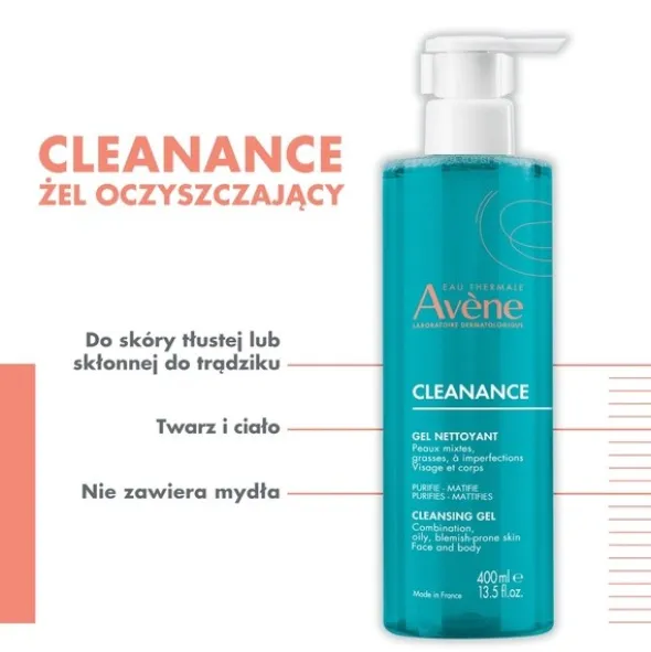 Avene Cleanance, żel oczyszczający, 400 ml