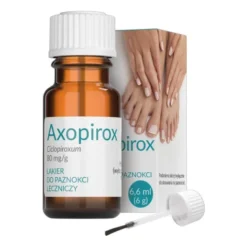 Axopirox, 80 mg/g, lakier do paznokci leczniczy, 6,6 ml, butelka.