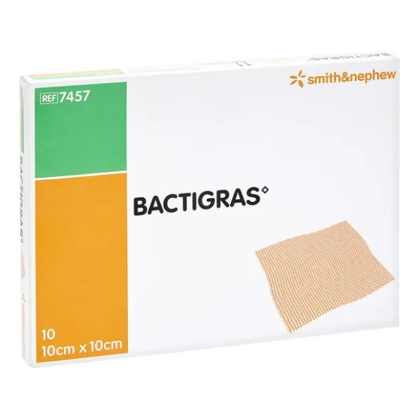 Bactigras, opatrunek parafinowy, jałowy, 10 cm x 10 cm, 10 szt.