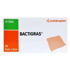 Bactigras, opatrunek parafinowy, jałowy, 5 cm x 5 cm, 50 szt.